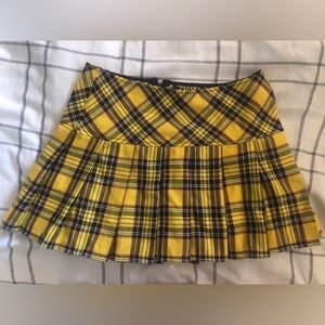 Tripp NYC Yellow Pleated Plaid Skirt